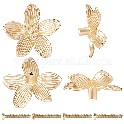 6 комплект ручек для ящиков из цинкового сплава в форме цветка FIND-CN0001-61-1