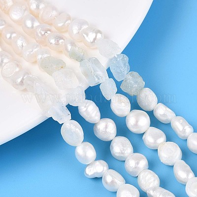 Натуральные топазовые самородки и нити бусин из натурального культивированного пресноводного жемчуга PEAR-N023-01A-19-1