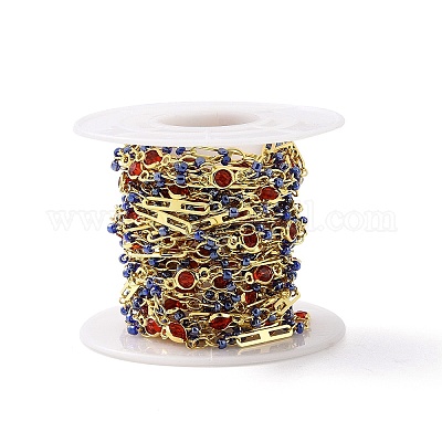 Настоящие овальные и плоские круглозвенные цепи из латуни с покрытием из 18-каратного золота CHC-F844-10D-1