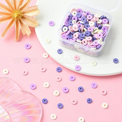 About 400pcs Multicoloured with Glitter Flat Round Handmade Polymer Clay  Beads