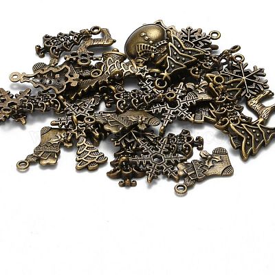 Рождество смешанного стиля тибетский стиль сплава подвески TIBEP-F040-02AB-1