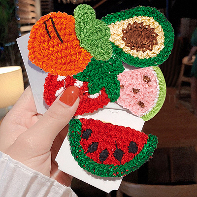 32шт 8 стиля шерсти и полиэстера фруктовые кабошоны DIY-FG0004-02-1