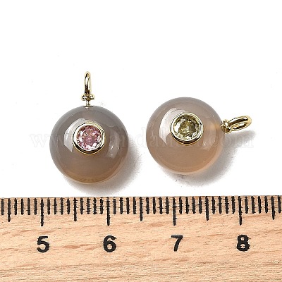 Плоские круглые подвески из натурального серого агата G-H318-01G-A-04-1