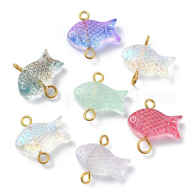 10 Perles Céramique Poisson Coloré - Breloques Téléphone & Bijoux Fait Main - Céramique Peinte à La Main