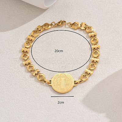 201 нержавеющая сталь плоская круглая с браслетами из поперечных связей QP4805-1