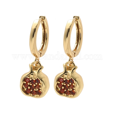 Латунные кубических серьги циркония обруч EJEW-Q015-02G-C-1