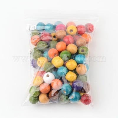 Смешанные круглые бусины из натурального клена&nbsp;X-TB12mmY-1