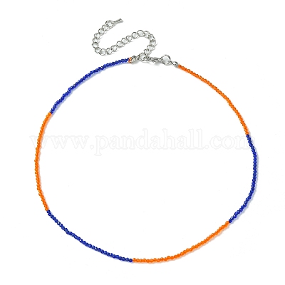 Колье из граненого ронделя из стеклянных бусин для женщин NJEW-M208-02C-1