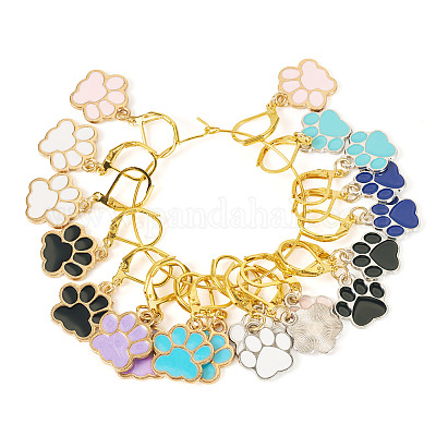 20 шт. 10-цветные эмалевые подвески с принтом лапы HJEW-TAC0097-1