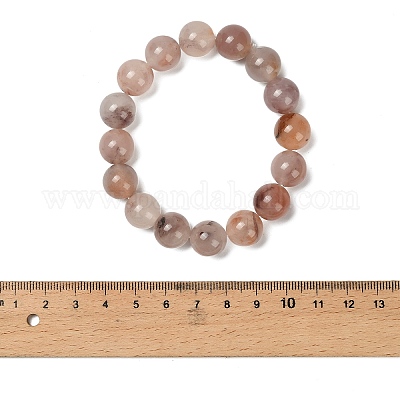 Женские браслеты из круглых бусин натурального кварца толщиной 12 мм BJEW-G756-02B-1