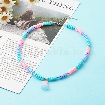 Полимерная глина бисера ожерелья NJEW-JN03585-05-1