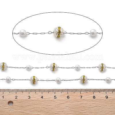 Круглые цепочки ручной работы из искусственного жемчуга и страз из АБС-пластика CHS-L028-03P-01-1