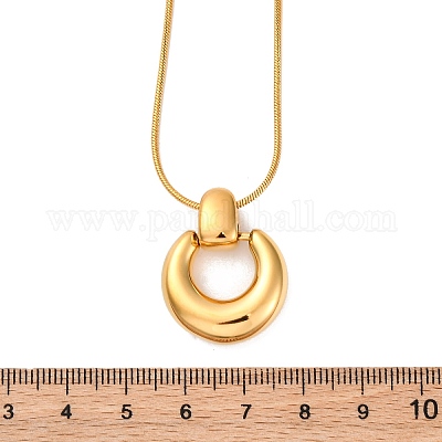 Ожерелья из нержавеющей стали 304 с подвеской в виде кольца и цепочки-змеи NJEW-U026-06G-1