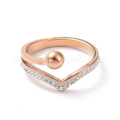 Wholesale Crystal Rhinestone Wave with Round Ball Finger Ring