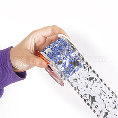 10 м ленты из органзы с рождественским принтом MUSI-PW0002-034C-1