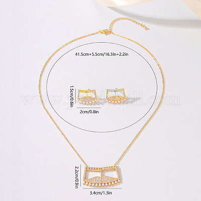 Элегантные серьги-гвоздики и ожерелья с подвесками из латуни с микропаве из прозрачных кубических цирконий для женщин XG2235-1