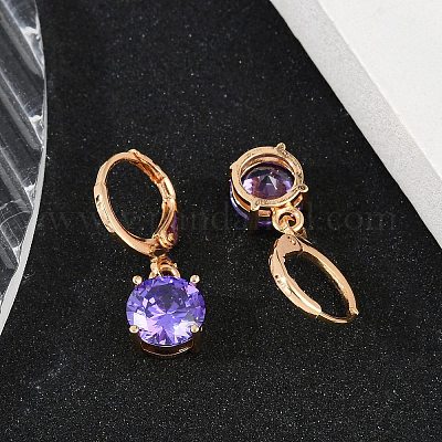 Латунные микропроволочные кубические серьги с цирконием EJEW-K300-03G-1