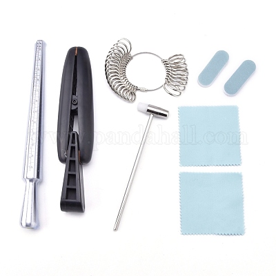 Jewelry Measuring Tool Sets with Ring Mandrel and Ring Sizers Model Finger  Measure Rubber Hammers and Silver Polishing Cloth