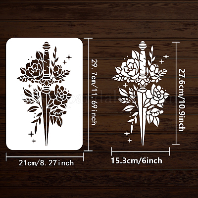 Wholesale FINGERINSPIRE 9pcs Flower Stencils for Painting 29.7