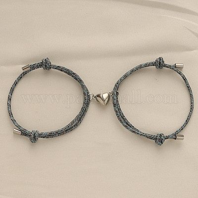 Магнитные плетеные браслеты из сплава в форме сердца для пары подруг WG59636-22-1