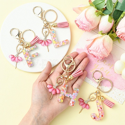 Буквы a~z прозрачные блестящие брелки из смолы с подвеской KEYC-FZ00024-13-1