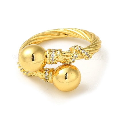 Кольца-манжеты из латуни с микро-паве и прозрачным циркониевым покрытием для женщин RJEW-M162-25G-1