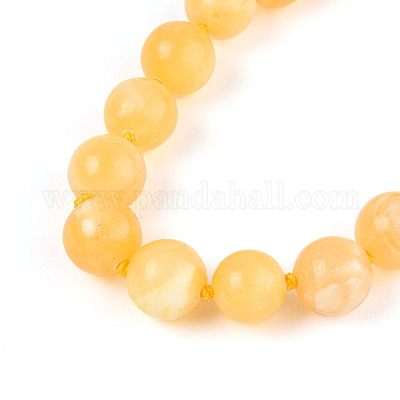 Круглый природных желтый нефрит бисером ожерелья NJEW-F327-02B-04-01-1