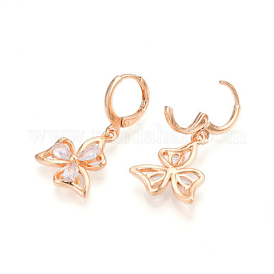 Серьги-гвоздики с застежкой-молнией из латуни с микропаве из кубических цирконий EJEW-N058-09G-1