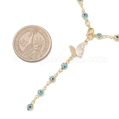 Комплекты из серег и ожерелий ручной работы с элементами лэмпворка от сглаза и латунной фурнитурой SJEW-JS01350-02-1