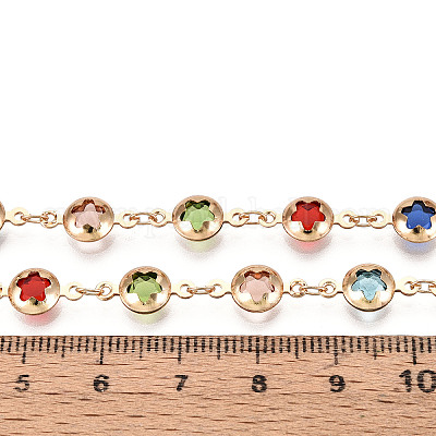 Латунный плоский круглый браслет ручной работы со звездообразными звеньями CHC-N024-08KCG-1