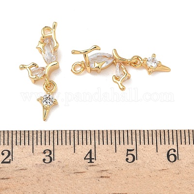 Латунные микропаве прозрачные подвески с фианитом KK-H0526-17G-1