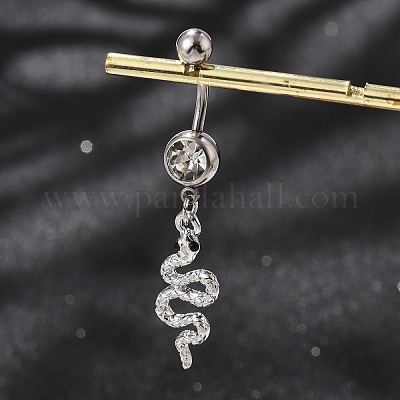 Сплав горный хрусталь змея изогнутая штанга кольца для живота AJEW-R007-03P-05-1