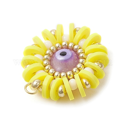 Круглые подвески из полимерной глины и стекла ручной работы с эффектом сглаза PALLOY-MZ00638-03-1