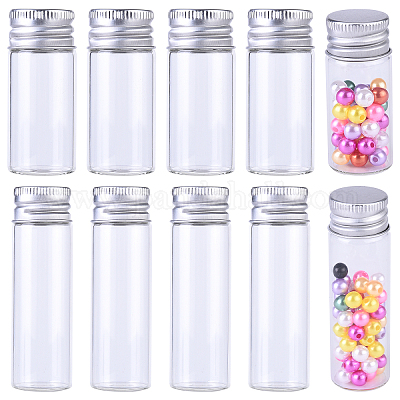 20 шт. 2-х стилистические стеклянные трубки для хранения бусин с завинчивающейся крышкой CON-YW0001-89-1