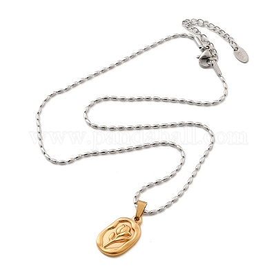 Ожерелья с подвеской в виде розы из нержавеющей стали 304 для женщин NJEW-S439-01B-GP-1