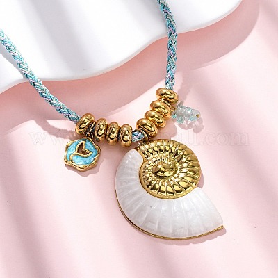 Ожерелья с подвесками из нержавеющей стали 304 NJEW-L465-09G-01-1