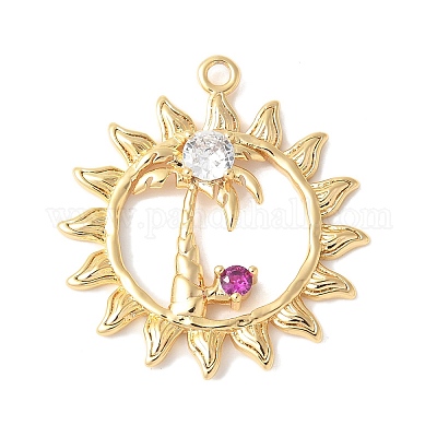 Латунные микропаве прозрачные подвески с фианитом KK-U064-05G-1