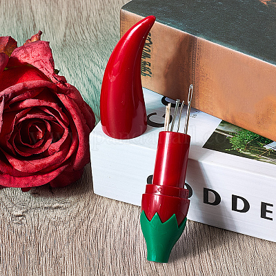 Пластиковый футляр для хранения игл в форме перца чили AJEW-WH20077-007-1