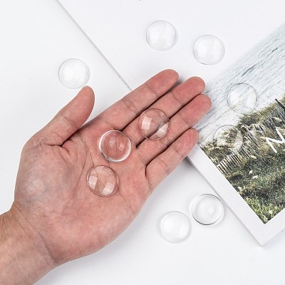 50 pcs 25mm Cabochon Round Flat Back Clear Glass Cabochon Transparent –  Cameos Art Shop
