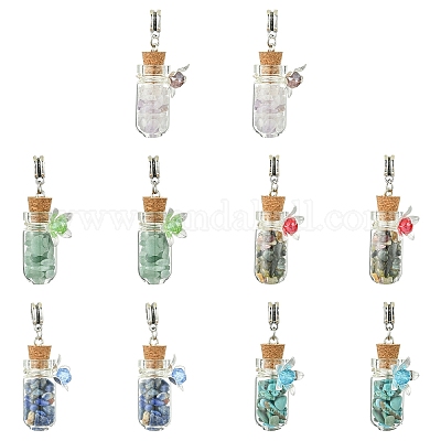 10 шт. подвески в виде стеклянных бутылок из двухцветного сплава PALLOY-YW00057-1