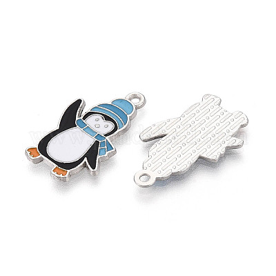 Подвески в виде пингвинов из эмалированного сплава с покрытием для стеллажей&nbsp;ENAM-T024-66A-P-1