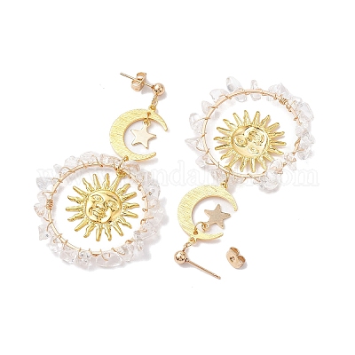 Винтажные серьги-гвоздики из натурального кварца EJEW-JE05807-03-1