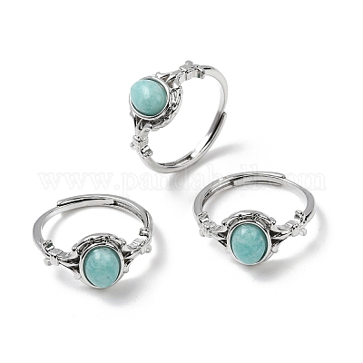 Натуральные кольца амазонитовых пальцев RJEW-A084-03P-06-1