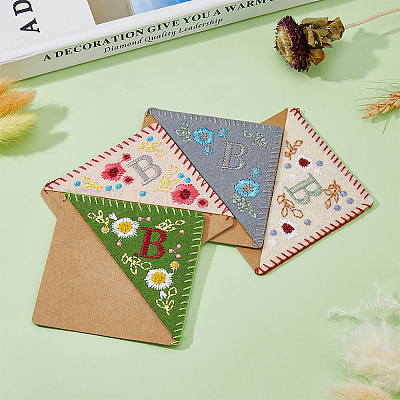 4 шт. 4-х стилевые закладки для книг с вышивкой из фетра FIND-HY0003-46B-1