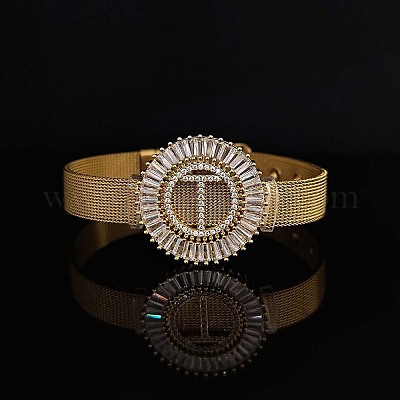 Латунные браслеты с микропаве из прозрачных кубических цирконий для женщин FS-WGA7409-41-1