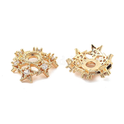 Колпачки для бусин из прозрачного кубического циркония из латуни KK-L222-008G-1