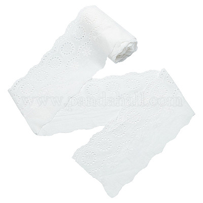 7.5 ярд хлопчатобумажной кружевной ленты с вышивкой цветов OCOR-DC0001-13-1