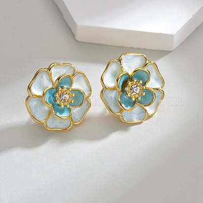 Серьги-гвоздики из нержавеющей стали 304 с эмалью EJEW-M095-08G-1