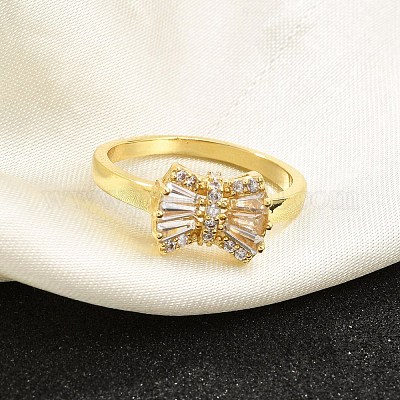 Кольца-манжеты для пальцев из латуни с микропаве из кубического циркония для женщин&nbsp;RJEW-M027-02G-02-1