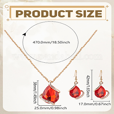 Комплекты украшений из сплава стекла в форме капли. в том числе ожерелье с подвеской и серьги-подвески&nbsp;SJEW-LP0001-30B-1